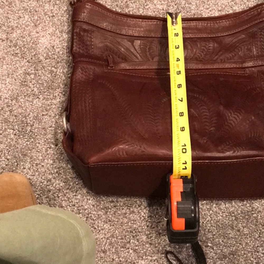 Brown Embossed Leather Shoulder Bag - Picture 8 of 10